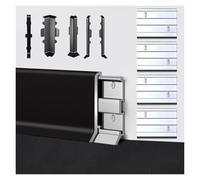 WKWUVLAS Garniture de plinthe en Aluminium, 1 pièce, Protection de Base Murale sans Couture, 49 1/5 Pouces, for Cuisine, Salle de Bain, Bureau et Plus Encore(Black,8cm)