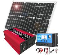WKWUVLAS Kit de Panneaux solaires Hors réseau 18 W 12 V avec onduleur 4000 W et contrôleur de Charge 30 A for Camping-Car, Camping et Aventures en Plein(Red)