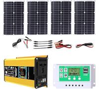 WKWUVLAS Kit d'énergie Solaire Hors réseau 6000 W avec Panneau Solaire étanche 100 W et contrôleur de Charge 50 A for Camping-Cars, Bateaux et urgences(Yellow)