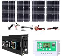 WKWUVLAS Kit d'énergie Solaire Hors réseau 6000 W avec Panneau Solaire étanche 100 W et contrôleur de Charge 50 A for Camping-Cars, Bateaux et urgences(Black)