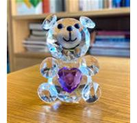 WKXCTS Cristal Amour Coeur Cristal Ours Figurines Verre Mode Ornement graft Beau Papier Presse Papier Home décor Decor Cadeaux de Noël Figurine (Color : Purple)