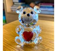 WKXCTS Cristal Amour Coeur Cristal Ours Figurines Verre Mode Ornement graft Beau Papier Presse Papier Home décor Decor Cadeaux de Noël Figurine (Color : Red)