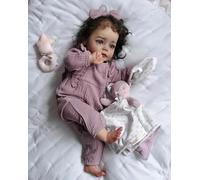 WKYUWS Poupées Reborn Réaliste Fille 22 Pouces Sensation De BéBé Réel Poupee Reborn BéBé Lavable Réaliste Dormant Nouveau-Né Corps Complet en Vinyle Anatomiquement Correct