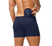 WKZSXXMJ Boxer Rembourré en Coton pour Homme Costume avec Fesses Rembourrées Plus Volumineuses Rembourrage Amovible, Sans Coutures, Discret(Blue,S)
