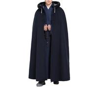 WKZSXXMJ Cape à Capuche Unisexe avec col en Fausse Fourrure pour la Méditation Manteau Épais Décontracté Grande Taille Poncho de Prière Chaud(Blue,XXL)