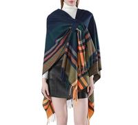 WKZSXXMJ Châles Croisés pour Femmes Ponchos, Capes et Pulls Chauds et Doux pour Voyager Cardigans Oversize à Carreaux pour les Journées Froides du Printemps, de L'automne et de L'hiver