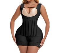 WKZSXXMJ Gaine Compressive Post-opératoire BBL pour Femmes Gaine à 9 Baleines Body Post-opératoire Liposuccion, Buste Ouvert, Rehausseur de Fesses(Schwarz,L)