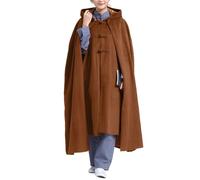 WKZSXXMJ Robe de Méditation D'hiver Cape Trench-coat à Capuche Capes Bouddhistes Unisexes Doublées en Peluche avec Poches(Brown,XL)