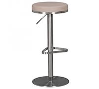 WL1.942 Tabouret de bar moderne en acier inoxydable - Hauteur d'assise réglable de 57 à 82 cm - Pivotant à 360° - Avec pied - Design haut