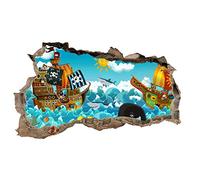 WL39 Comic Pirates Sticker mural 3D pour chambre d'enfant Motif mur de mur 60 x 100 cm