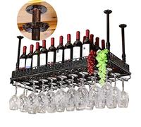WLABCD Bar À Vin Restaurant Restaurant Bouteille de Vin Monté Sur Mur, Bars Rouge Suspendu À L'Envers Art Art Art Shelf Suspendue Plafil Stepware Titulaire de Bar Counter,120X35Cm