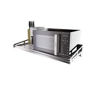WLABCD Kitchen Bathroom Shelf,304 Stainless Steel Kitchen Microwave Oven Racks Wall-Mounted Square Tube Multifunction with Hook Storage Rack Bracket Shelves,60CM
