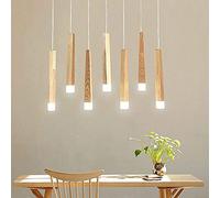 WLABCD Lumière Suspendue, Suspension En Bois Lumière D'Intérieur Lampe Suspendue Cuisine Cuisine Salle de Salle À Manger Bar Décoration Pendentif Luminaires Luminaires Hauteur Réglable,7 Têtes