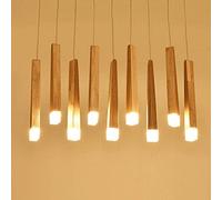WLABCD Lumière Suspendue, Suspension En Bois Lumière D'Intérieur Lampe Suspendue Cuisine Cuisine Salle de Salle À Manger Bar Décoration Pendentif Luminaires Luminaires Hauteur Réglable,9 Têtes