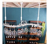 WLABCD Porte-Vine, Monté Mural, Bar, Restaurant, Bouteille de Vin, Type S Type Industriel Rétro Rétro Métal Bar À Barres Suspendues Spendu Stockage Tablette Vin Gobelet Rack,65X19Cm,Blanc