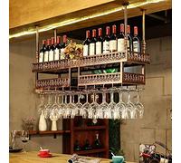 WLABCD Racques À Vin Accueil Porte-Vins Rack Verre Verre Restaurant Bar S, Plafond Réglable Hauteur Hauteur Mural Suspendu Bouteille de Bouteille de Vin En Métal Verres de Vin de Vin,Bronze180 * 31Cm