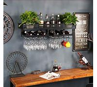 WLABCD Racques À Vin Accueil Porte-Vins Vin Verre Verre Restaurant Bar S, Support Mural Metal | Porte-Vin de Vin Suspendu | Porte-Bouteille Vintage | Porte-Vin Mural Rustique Armoire À Vin,100X35Cm,N