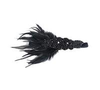 Wlabe Bandeau Cheveux Femme Vintage AnnéEs 1920 Bandeau De Plumes Casque Grand Gatsby Coiffure Headbands Turban Headwrap (B)