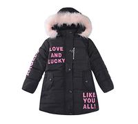 Wlabe Mode Filles Enfants Veste Bluson Hiver Coton Capuche Mi-Long Manteaux Chaud Veste pour 4-14 Ans Enfants