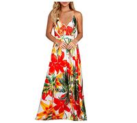 Wlabe? Robe Robe Femme Été Longue Robe Femme Chic Robe Vintage Femme Gilet Mariage Femme Robe Longue Fluide Robe Hawaienne Femme(S)