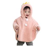 Wlabe- Vêtements pour enfants Cape Poncho pour fille et garçon de 0 à 3 ans, manteau en polaire solide et mignon, veste chaude d'hiver, sweat à capuche de dessin animé