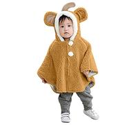 Wlabe- Vêtements pour enfants Unie bébé Enfants Tout-Petits à Double Face Usure Capuche Cape Cape Hiver Chaud Doux Poncho Hoodie Manteau Peau Baby Friendly Cape Kaki Taille unique