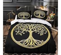 WLASDBOCP Arbre de la Vie 3D Imprimé Housse de Couette Microfibre Anti-Tache Motifs ornementaux symboliques Drap de Couette 2 taies résistante Adolescents Jeunes Adultes Double（200x200cm）