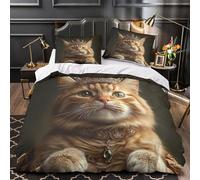 WLASDBOCP Chat Royal 3D Imprimé Housse de Couette Microfibre résistante Fantaisie Royale Drap de Couette 2 taies Respirant pour Enfants Adolescents Super King（260x220cm）