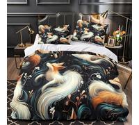 WLASDBOCP Fantaisie du Renard 3D Imprimé Drap de Couette Microfibre Anti-Tache Illustration de créature Mythique Housse de Couette 2 taies Lavable Machine Filles Enfants Single (135x200cm)