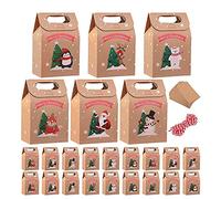 Wlauqueta 24 PièCes BoîTes-Cadeaux de FêTe de NoëL Sac de Bonbons de FêTe de NoëL BoîTes de Papier Kraft pour Fournitures de DéCoration de NoëL
