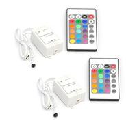 Wlauqueta 2X Contrôleur de Lumière LED RVB à 24 Boutons Gradateur 12V à Distance IR
