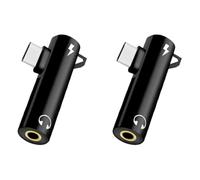 Wlauqueta Lot de 2 adaptateurs audio de type C - Pour appel et musique - 2 en 1 - Trou rond de 3,5 mm