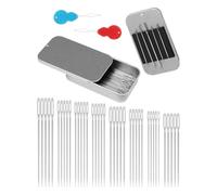 Wlauqueta Lot de 80 aiguilles à coudre en acier inoxydable avec enfile-aiguille et autocollants magnétiques pour broderie à faire soi-même