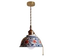 WLBHWL 5,9 '' Pendentifs En Céramique Îlot De Cuisine Suspensions Lumières Suspendues Lustre En Porcelaine Bleue Et Blanche Avec Interrupteur À Tirette, Suspension Pour Salle À Manger, Chevet, Cuisine