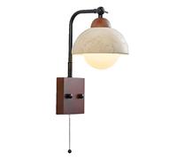 WLBHWL Applique Murale En Pierre Avec Abat-jour En Travertin Jaune Naturel, Applique Murale LED Ronde D'intérieur En Travertin Avec Interrupteur À Tirette Pour Chambre À Coucher, Salon, Salle De Bain
