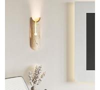 WLBHWL Applique Murale LED Cylindrique En Travertin De 13,8 Pouces, En Pierre Naturelle, Luminaire Décoratif De Style Japonais, Avec Lumière Chaude 3000 K, Pour Entrée, Couloir, Chambre