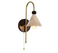 WLBHWL Applique Murale Nordique Moderne En Marbre De 37,8 Cm De Hauteur, Abat-jour En Travertin Jaune Naturel Et Base En Bois Massif, Luminaire Mural De Couloir En Pierre Vintage, Lampe De Chevet