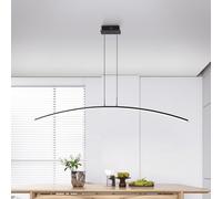 WLBHWL Moderne Noir Courbé Linéaire Suspensions Éclairage Îlot De Cuisine Minimaliste LED Lustres Lampe De Table De Billard Plafond Dimmable Luminaire Suspendu Salle À Manger avec Télécommande