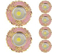 WLBHWL Spot LED Rond Rose À Intensité Variable en 3 Couleurs - Lot De 6 Downlights Encastrés avec Garniture De Déflecteur pour Plafonniers, Panneau Lumineux Et Utilisation De Spots