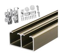WLCGYD Rail Porte coulissante 4ft 5ft 6ft 8ft 10ft 20ft 12ft Aluminium Double Pocket Door Hardware Kit, Bypass Closet Sliding Door Track Kit for 2 Door System,Slide Smoothly Quietly(Champagne,20ft)