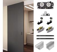 WLCGYD Rail Porte coulissante Kit De Quincaillerie De Porte De Grange Dissimulée, Quincaillerie De Porte Coulissante Cachée sans Rail avec Mécanisme De Fermeture en Douceur(58in/147.3cm)