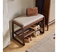 WLCNYL Banc à Chaussures à 2 Niveaux, Rangement à Chaussures en Bois Massif, Banc Moderne avec Assise rembourrée, supporte jusqu'à 150 kg, idéal pour l'entrée, Le Salon ou Le Couloir (55 x 34 x 42