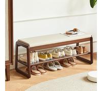 WLCNYL Banc à Chaussures à 2 Niveaux, Rangement à Chaussures en Bois Massif, Banc Moderne avec Assise rembourrée, supporte jusqu'à 150 kg, idéal pour l'entrée, Le Salon ou Le Couloir (80 x 34 x 42