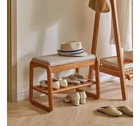 WLCNYL Banc à Chaussures à 2 Niveaux, Rangement à Chaussures en Bois Massif, Banc Moderne avec Assise rembourrée, supporte jusqu'à 150 kg, idéal pour l'entrée, Le Salon ou Le Couloir (55 x 34 x 42