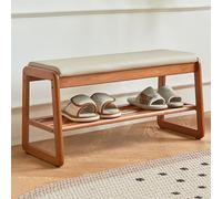 WLCNYL Banc à Chaussures à 2 Niveaux, Rangement à Chaussures en Bois Massif, Banc Moderne avec Coussin rembourré, supporte jusqu'à 150 kg, idéal pour l'entrée, Le Salon, Le Couloir (100 x 34 x 42 c