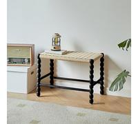 WLCNYL Banc à Chaussures d'entrée en Bois Massif avec Corde tressée à la Main et Pieds en Bois d'hévéa sur Le Dessus. Idéal comme Tabouret de Coiffeuse, Table d'appoint ou Table Basse (60 x 35 x 4