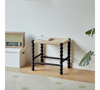 WLCNYL Banc à Chaussures d'entrée en Bois Massif avec Corde tressée à la Main et Pieds en Bois d'hévéa sur Le Dessus. Idéal comme Tabouret de Coiffeuse, Table d'appoint ou Table Basse (46 x 35 x 4