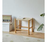 WLCNYL Banc à Chaussures d'entrée en Bois Massif avec Corde tressée à la Main et Pieds en Bois d'hévéa, idéal comme Tabouret de Coiffeuse, Table d'appoint ou Table Basse (46 x 35 x 42 cm, Jaune)