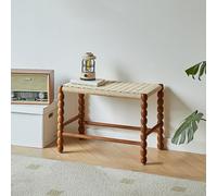 WLCNYL Banc à Chaussures d'entrée en Bois Massif avec Corde tressée à la Main et Pieds en Bois d'hévéa sur Le Dessus, idéal comme Tabouret de Coiffeuse, Table d'appoint de canapé ou Table Basse (6