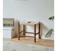 WLCNYL Banc à Chaussures d'entrée en Bois Massif avec Corde tressée à la Main et Pieds en Bois d'hévéa sur Le Dessus, idéal comme Tabouret de Coiffeuse, Table d'appoint de canapé ou Table Basse (4
